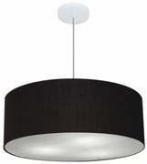 Lustre Pendente Cilíndrico Md-4079 Cúpula em Tecido 60x21cm Preto - Bivolt