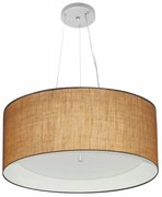 Lustre Pendente Cilíndrico Md-4145 Cúpula em Tecido 50x25cm Palha / Branco - Bivolt