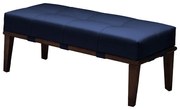 Puff Decorativo 100cm Martínez Veludo Pés Madeira Azul/Imbúia G62 - Gran Belo