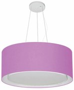 Lustre Pendente Cilíndrico Duplo Md-4124 Cúpula em Tecido 50x25cm Lilás - Bivolt