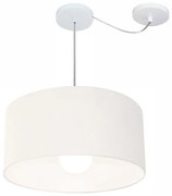 Lustre Pendente Cilíndrico Com Desvio Md-4230 Cúpula em Tecido 50x25cm Branco - Bivolt