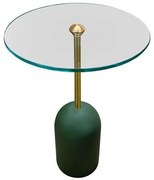 Mesa Apoio Glass Alta Tampo Vidro e Haste Dourada com Base Verde Musgo 45 cm - 72676 Sun House