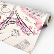 Papel de parede adesivo casual paris rosa