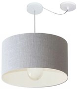 Lustre Pendente Cilíndrico Com Desvio Md-4234 Cúpula em Tecido 60x30cm Rustico Cinza - Bivolt