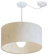 Lustre Pendente Cilíndrico Com Desvio Md-4233 Cúpula em Tecido 55x30cm Linho Bege - Bivolt