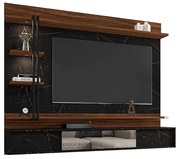 Painel de TV Home Suspenso 200cm Ágata Reali/Imbuia - Vizzato - Preto