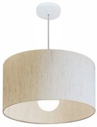 Lustre Pendente Cilíndrico Md-4069 Cúpula em Tecido 50x30cm Linho Bege - Bivolt