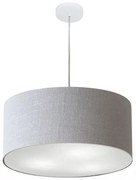 Lustre Pendente Cilíndrico Md-4049 Cúpula em Tecido 50x21cm Rustico Cinza - Bivolt