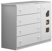 Cômoda Infantil 100% MDF 1 Porta e 4 Gavetas Livia Branco - Phoenix