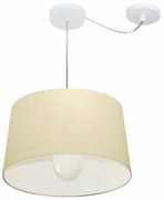 Lustre Pendente Cone Com Desvio Md-4275 Cúpula 30/45x40cm Algodão Crú - Bivolt