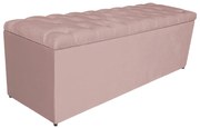 Calçadeira Estofada Liverpool 140 cm Casal Suede Rosê - ADJ Decor