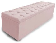 Calçadeira Baú Casal 140cm Nicole Capitonê Suede Rosa Bebê - Sheep Estofados - Rosa