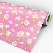 Papel de parede adesivo floral rosa