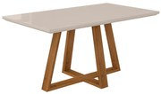 Mesa de Jantar Retangular Brenda 160x90 cm Off White Base de Madeira Mel - D'Rossi