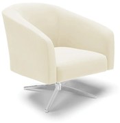 Poltrona Decorativa Giratória Cromada Stella Cotelê Ext/Veludo D03 - D'Rossi - Off White