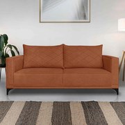 Sofá Living 2 Lugares com Pés de Ferro Almofadas Soltas 160cm Neso Bouclê Terracota G63 - Gran belo