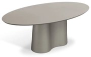 Mesa de Jantar Tavian Tampo Oval Base Curva Pintura Laca Fosca