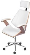 Cadeira Office Braga Alta Courino Branco com Base Relax Cromada - 69645 Sun House