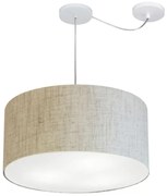 Lustre Pendente Cilíndrico Com Desvio Md-4236 Cúpula em Tecido 45x25cm Rustico Bege - Bivolt