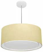 Lustre Pendente Cilíndrico Duplo Md-4294 Cúpula em Tecido 50x25cm Algodão Crú - Bivolt