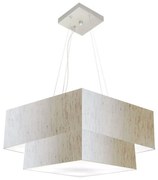 Lustre Pendente Quadrado Linho Bege MJ-4346 Para Mesa de Jantar e Estar