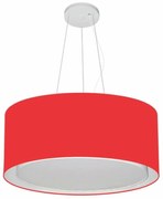 Lustre Pendente Cilíndrico Duplo Md-4124 Cúpula em Tecido 50x25cm Vermelho - Bivolt