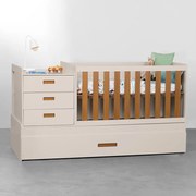 Berço Multifuncional 3 em 1 Luna com Cama Auxiliar - Areia com Savana