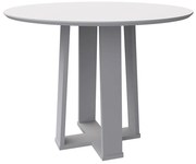 Mesa de Jantar Redonda Tampo com Vidro Lara 100 cm Off White - D'Rossi