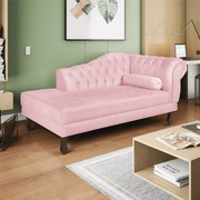 Recamier Diana 140cm Lado Esquerdo Suede Rosa Bebê - ADJ Decor