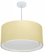 Lustre Pendente Cilíndrico Duplo Md-4289 Cúpula em Tecido 55x30cm Algodão Crú - Bivolt