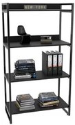 Estante Livreiro Prisma Estilo Industrial 80cm 4 Prateleiras C08 Preto