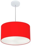 Lustre Pendente Cilíndrico Md-4099 Cúpula em Tecido 40x25cm Vermelho - Bivolt