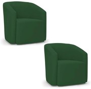 Poltrona Decorativa Orgânica Kit 2 Stella Max Veludo D03 - D'Rossi - Verde