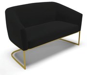 Sofá 2 Lugares Namoradeira Industrial Dourado Stella Linho D03 - D'Rossi - A79 Preto