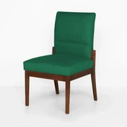 Cadeira De Jantar Aurora Base Madeira Maciça Estofada Suede Verde Bandeira