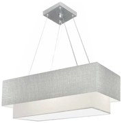 Lustre Pendente Retangular Rustico Cinza e Branco MJ-4321 Para Mesa de Jantar e Estar