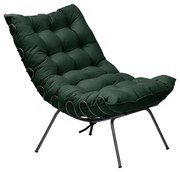 Poltrona Decorativa Sala de Estar Abel Base de Ferro Preto Suede Verde G41 - Gran Belo