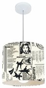 Lustre Pendente Cilíndrico Md-4054 Cúpula em Tecido 30x21cm Ny-Jornal - Bivolt