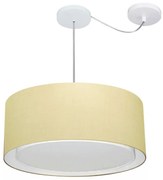 Lustre Pendente Cilíndrico Com Desvio Md-4314 Cúpula em Tecido 50x25cm Algodão Crú - Bivolt