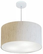 Lustre Pendente Cilíndrico Md-4080 Cúpula em Tecido 60x30cm Linho Bege - Bivolt