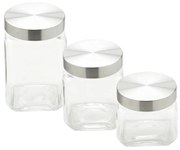 Jogo Mantimento Vidro Borosilicato Quadrado 3 Peças Com Tampa Inox 26322 Bon Gourmet