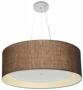 Lustre Pendente Cilíndrico Md-4013 Cúpula em Tecido 60x25cm Café / Bege - Bivolt