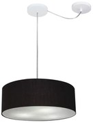 Lustre Pendente Cilíndrico Com Desvio De Centro Md-4255 Cúpula em Tecido 40x15cm Preto - Bivolt