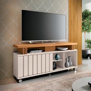 Bancada Decorativa Grohl 1.3 Porta Deslizante TV até 50 Pol Off White/Cinamomo G26 - Gran Belo