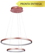 Pendente Orlo Duo Anel Redondo Duplo Ø50Cm Led 40W 3000K Bivolt Cobre... (CB-M = Cobre)