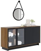Balcão Aparador Buffet Vicky Com Espelho Adnet 67cm C05 Noce Milano/Pr