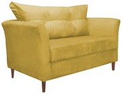 Namoradeira Ibis Decorativa 2 Lugares 1,35 m Recepção Quarto Sala Suede Amarelo