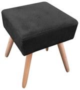 Puff Banqueta Decorativo Pé Palito Natural Ibiza Suede D03 - D'Rossi - Preto