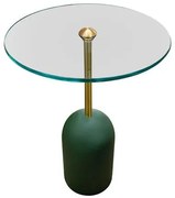 Mesa Apoio Glass Baixa Tampo Vidro e Haste Dourada com Base Verde Musgo 40 cm - 72677 Sun House