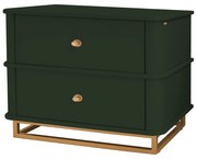 Mesa de Cabeceira Curve L60cm - verde oliva com detalhes dourado soleil